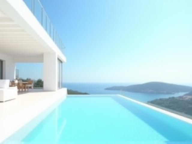 Modern private villa with pool and view